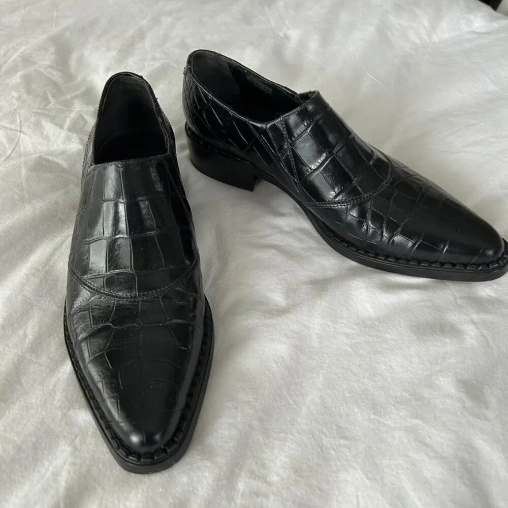 Vince Leather Croc Loafers 7.5